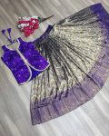 NEW ARRIVAL JACQUARD WEAVING WORK LEHENGA WITH CROP TOP PARTY WEAR WHOLESALE PRICE ETHNIC GARMENT (4)