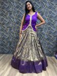 NEW ARRIVAL JACQUARD WEAVING WORK LEHENGA WITH CROP TOP PARTY WEAR WHOLESALE PRICE ETHNIC GARMENT (4)