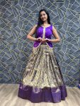NEW ARRIVAL JACQUARD WEAVING WORK LEHENGA WITH CROP TOP PARTY WEAR WHOLESALE PRICE ETHNIC GARMENT (4)