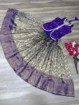 NEW ARRIVAL JACQUARD WEAVING WORK LEHENGA WITH CROP TOP PARTY WEAR WHOLESALE PRICE ETHNIC GARMENT (4)