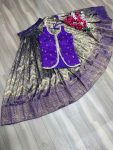 NEW ARRIVAL JACQUARD WEAVING WORK LEHENGA WITH CROP TOP PARTY WEAR WHOLESALE PRICE ETHNIC GARMENT (4)