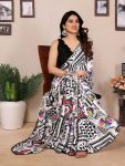 NEW ARRIVAL MOSS SILK DIGITAL PRINTED WITH SAMLL LACE BORDER WORK SAREE WITH UNSTITCHED BLOUSE CASUAL WEAR WHOLESLAE PRICE ETHNIC GARMENT (3)