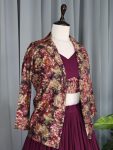 NEW ARRIVAL PLAIN LEHENGA PRINT WITH FOIL WORK STITCHED BLOUSE AND KOTI PARTY WEAR WHOLESALE PRICE ETHNIC GARMENT(5)
