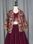 NEW ARRIVAL PLAIN LEHENGA PRINT WITH FOIL WORK STITCHED BLOUSE AND KOTI PARTY WEAR WHOLESALE PRICE ETHNIC GARMENT(5)