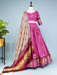 NEW ARRIVAL POLY GAJI SILK PRINTED WITH ZARI BORDER WORK LEHENGA CHOLI WITH DUPATTA WEDDING WEAR WHOLESALE PRICE ETHNIC GARMENT (1)