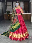 NEW ARRIVAL POLY GAJI SILK PRINTED WITH ZARI BORDER WORK LEHENGA CHOLI WITH DUPATTA WEDDING WEAR WHOLESALE PRICE ETHNIC GARMENT (3)