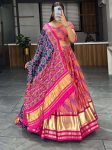 NEW ARRIVAL POLY GAJI SILK PRINTED WITH ZARI BORDER WORK LEHENGA CHOLI WITH DUPATTA  NAVY BLUE