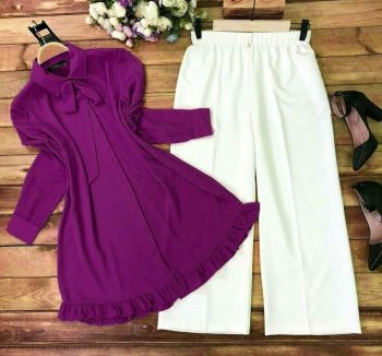 NEW ARRIVAL RAYON PLAIN TOP PALAZZO  PURPLE