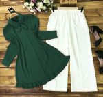 NEW ARRIVAL RAYON PLAIN TOP PALAZZO  GREEN
