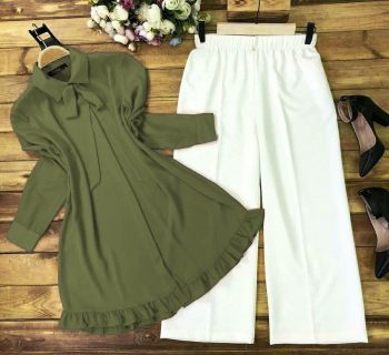NEW ARRIVAL RAYON PLAIN TOP PALAZZO MEHNDI
