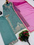 NEW ARRIVAL ROMAN SILK CHINE STITCH HAND WORK TOP PALAZZO WITH DUPATTA PARTY WEAR WHOLESALE PRICE ETHNIC GARMENT (3)