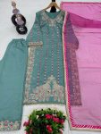 NEW ARRIVAL ROMAN SILK CHINE STITCH HAND WORK TOP PALAZZO WITH DUPATTA PARTY WEAR WHOLESALE PRICE ETHNIC GARMENT (3)