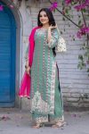 NEW ARRIVAL ROMAN SILK CHINE STITCH HAND WORK TOP PALAZZO WITH DUPATTA PARTY WEAR WHOLESALE PRICE ETHNIC GARMENT (3)