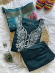 NEW ARRIVAL ROMAN SILK EMBROIDERY AND SEQUENCE WORK TOP BOTTOM WITH DUPATTA FESTIVE WEAR WHOLESALE PRICE ETHNIC GARMENT (6)