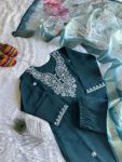 NEW ARRIVAL ROMAN SILK EMBROIDERY AND SEQUENCE WORK TOP BOTTOM WITH DUPATTA FESTIVE WEAR WHOLESALE PRICE ETHNIC GARMENT (6)