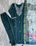 NEW ARRIVAL ROMAN SILK EMBROIDERY AND SEQUENCE WORK TOP BOTTOM WITH DUPATTA FESTIVE WEAR WHOLESALE PRICE ETHNIC GARMENT (6)