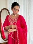 NEW ARRIVAL ROMAN SILK EMBROIDERY WORK TOP BOTTOM WITH DUPATTA PARTY WEAR WHOLESALE PRICE ETHNIC GARMENT (6)