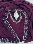 NEW ARRIVAL SATIN CHIFFON ZARKHAN AND MOTI FLOWERS BORDER WORK SAREE WITH UNSTITCHED BLOUSE  WINE