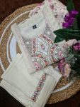 NEW ARRIVAL SCHIFFLI COTTON EMBROIDERY SEQUENCE WORK TOP BOTTOM WITH DUPATTA PARTY WEAR WHOLESALE PRICE ETHNIC GARMENT (3)