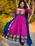 NEW ARRIVAL SILK JACQUARD WEAVING ZARI BORDER WORK GOWN WITH DUPATTA FESTIVE WEAR WHOLESALE PRICE ETHNIC GARMENT (2)