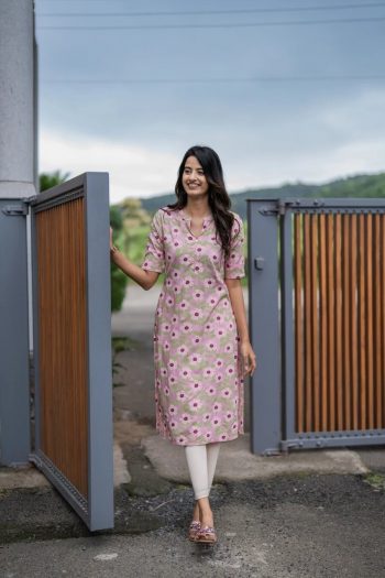NEW ARRIVAL SOFT COTTON DIGITAL PRINTED KURTI  PINK
