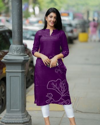 NEW ARRIVAL SOFT COTTON DIGITAL PRINTED KURTI  PURPLE