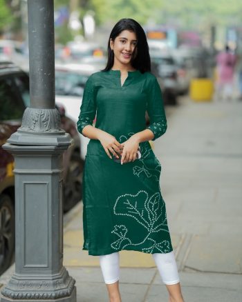 NEW ARRIVAL SOFT COTTON DIGITAL PRINTED KURTI  GREEN