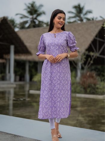 NEW ARRIVAL SOFT COTTON DIGITAL PRINTED KURTI  LAVENDER