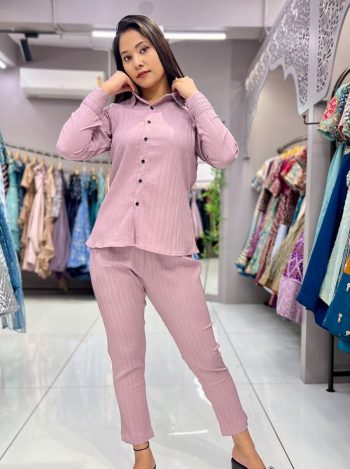 NEW ARRIVAL SUGARCANE PLAIN SHIRT PANT CO-ORD SET  BABY PINK