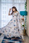 NEW ARRIVAL TABBY SILK DIGITAL PRINTED GOWN BOTTOM WITH DUPATTA WHITE