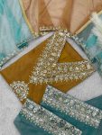 NEW ARRIVAL TWILL NET SILK EMBROIDERY SEQUENCE LACE WORK TOP PALAZZO WITH DUPATTA PARTY WEAR WHOLESALE PRICE ETHNIC GARMENT (4)