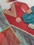 NEW ARRIVAL TWILL NET SILK EMBROIDERY SEQUENCE LACE WORK TOP PALAZZO WITH DUPATTA PARTY WEAR WHOLESALE PRICE ETHNIC GARMENT (3)
