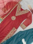 NEW ARRIVAL TWILL NET SILK EMBROIDERY SEQUENCE LACE WORK TOP PALAZZO WITH DUPATTA PARTY WEAR WHOLESALE PRICE ETHNIC GARMENT (3)