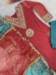 NEW ARRIVAL TWILL NET SILK EMBROIDERY SEQUENCE LACE WORK TOP PALAZZO WITH DUPATTA PARTY WEAR WHOLESALE PRICE ETHNIC GARMENT (3)