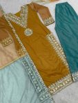 NEW ARRIVAL TWILL NET SILK EMBROIDERY SEQUENCE LACE WORK TOP PALAZZO WITH DUPATTA PARTY WEAR WHOLESALE PRICE ETHNIC GARMENT (4)