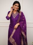 NEW ARRIVAL VISCOSE CHANDERI SEQUENCE CODING EMBROIDERY WORK TOP BOTTOM WITH DUPATTA FESTIVE WEAR WHOLESALE PRICE ETHNIC GARMENT (4)