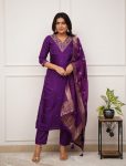 NEW ARRIVAL VISCOSE CHANDERI SEQUENCE CODING EMBROIDERY WORK TOP BOTTOM WITH DUPATTA FESTIVE WEAR WHOLESALE PRICE ETHNIC GARMENT (4)