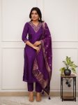 NEW ARRIVAL VISCOSE CHANDERI SEQUENCE CODING EMBROIDERY WORK TOP BOTTOM WITH DUPATTA FESTIVE WEAR WHOLESALE PRICE ETHNIC GARMENT (4)