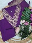NEW ARRIVAL VISCOSE CHANDERI SEQUENCE CODING EMBROIDERY WORK TOP BOTTOM WITH DUPATTA FESTIVE WEAR WHOLESALE PRICE ETHNIC GARMENT (4)