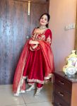 NEW ARROVAL CHINON SILK EMBROIDERY SEQUENCE WITH FANCY LACE BORDER WORK GOWN BOTTOM WITH DUPATTA FESTIVE WEAR WHOLESALE PRICE ETHNIC GARMENT (2)