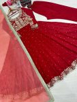 NEW ARROVAL CHINON SILK EMBROIDERY SEQUENCE WITH FANCY LACE BORDER WORK GOWN BOTTOM WITH DUPATTA FESTIVE WEAR WHOLESALE PRICE ETHNIC GARMENT (2)