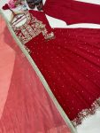 NEW ARROVAL CHINON SILK EMBROIDERY SEQUENCE WITH FANCY LACE BORDER WORK GOWN BOTTOM WITH DUPATTA FESTIVE WEAR WHOLESALE PRICE ETHNIC GARMENT (2)
