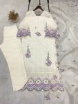 NEW TESLA EMBROIDERY WORK WITH ORGANZA BORDAR LACE WORK WITH TUSSLE ON YOKE TOP BOTTOM WITH DUPATTA FESTIVE WEAR WHOLESLAE PRICE ETHNIC GARMENT (4)