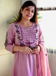 RICH LOOK CHANDERI SILK EMBROIDERY WORK TOP BOTTOM WITH DUPATTA FESTIVE WEAR WHOLESALE PRICE ETHNIC GARMENT (4)