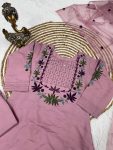 RICH LOOK CHANDERI SILK EMBROIDERY WORK TOP BOTTOM WITH DUPATTA FESTIVE WEAR WHOLESALE PRICE ETHNIC GARMENT (4)