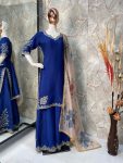 RICH LOOK CHINON SEQUENCE EMBROIDERY WORK TOP PALAZZO WITH DUPATTA FESTIVE WEAR WHOLESALE PRICE ETHNIC GARMENT (2)