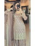 RICH LOOK CHINON SILK EMBROIDERY SEQUENCE REAL MIRROR HAND WORK TOP PALAZZO WITH DUPATTA PARTY WEAR WHOLESALE PRICE ETHNIC GARMENT (10)
