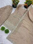 RICH LOOK CHINON SILK EMBROIDERY SEQUENCE REAL MIRROR HAND WORK TOP PALAZZO WITH DUPATTA PARTY WEAR WHOLESALE PRICE ETHNIC GARMENT (10)