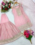 RICH LOOK CHINON SILK EMBROIDERY SEQUENCE WORK TOP SHARARA WITH DUPATTA FESTIVE WEAR WHOLESALE PRICE ETHNIC GARMENT (3)