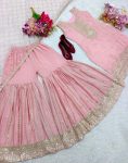 RICH LOOK CHINON SILK EMBROIDERY SEQUENCE WORK TOP SHARARA WITH DUPATTA FESTIVE WEAR WHOLESALE PRICE ETHNIC GARMENT (3)